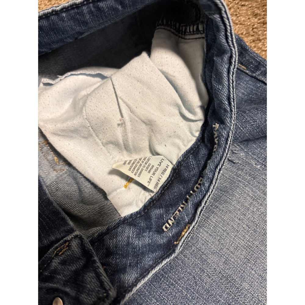 American Eagle Favorite Boyfriend Jeans Womens 14 Blue Good Distressed Mid Rise - Picture 3 of 4